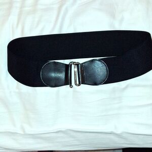 Express Black Elastic and Leather Belt